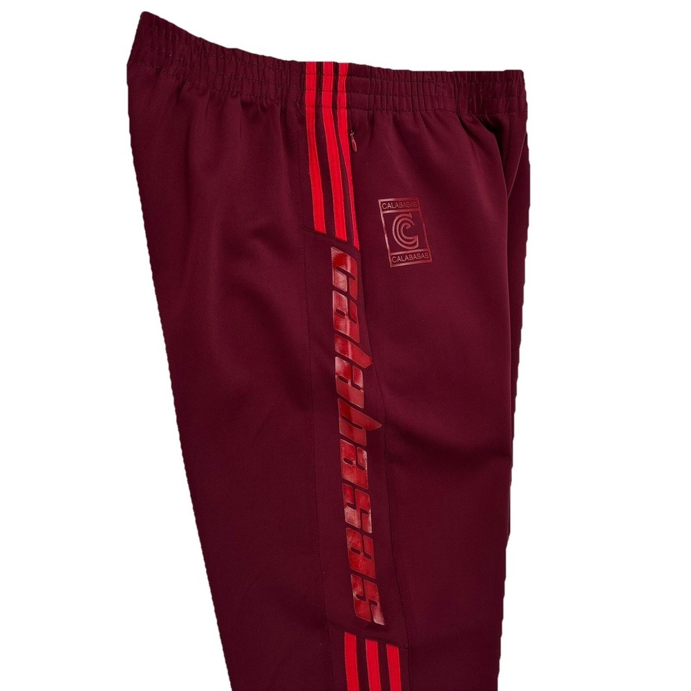 Lay Low Calabasas Track pants Burgundy‎ Red Stripes zipper Pockets XL
